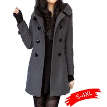Новинка, зимнее шерстяное пальто с меховым воротником, шерстяная ветровка, женское кашемировое толстое пальто, зимнее пальто для женщин, большие пальто