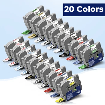 

20Colors Tape For Brother TZe Tape 18mm TZe 241 TZe-241 tze-141 TZe-641 TZe 741 Tze-441 labels For Brother P touch Label Maker