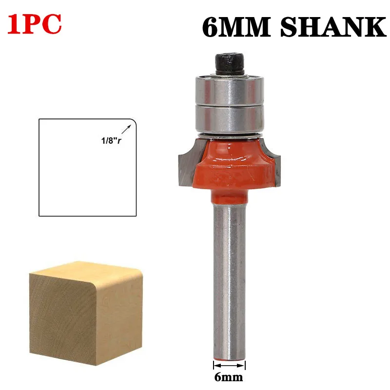 1pc 6mm Shank Corner RoundOver Edging Wood Router Bit With Bearing
