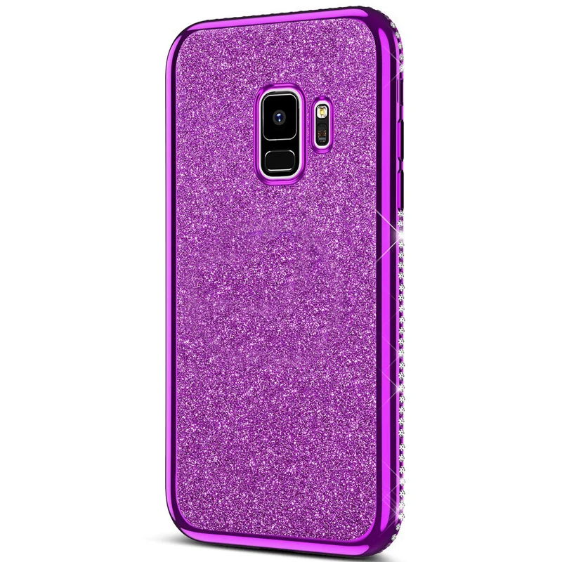 Purple A10 A20 A20E палец кольцо чехол для ювелирных изделий, samsung Galaxy A30 A40 A50 A70 M20 J6 A6 A7 A8 плюс A5 мягкий блеск Алмазный чехол для iPhone X - Цвет: Purple