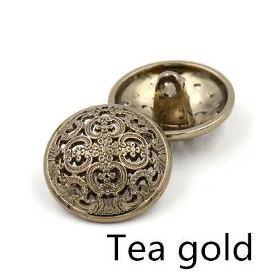 tea gold Meetee 10 шт. 15-25 мм металлические пуговицы для костюма Дамская одежда пальто свитер Золотая кнопка аксессуары для одежды DIY материалы D4-2 - Цвет: tea gold