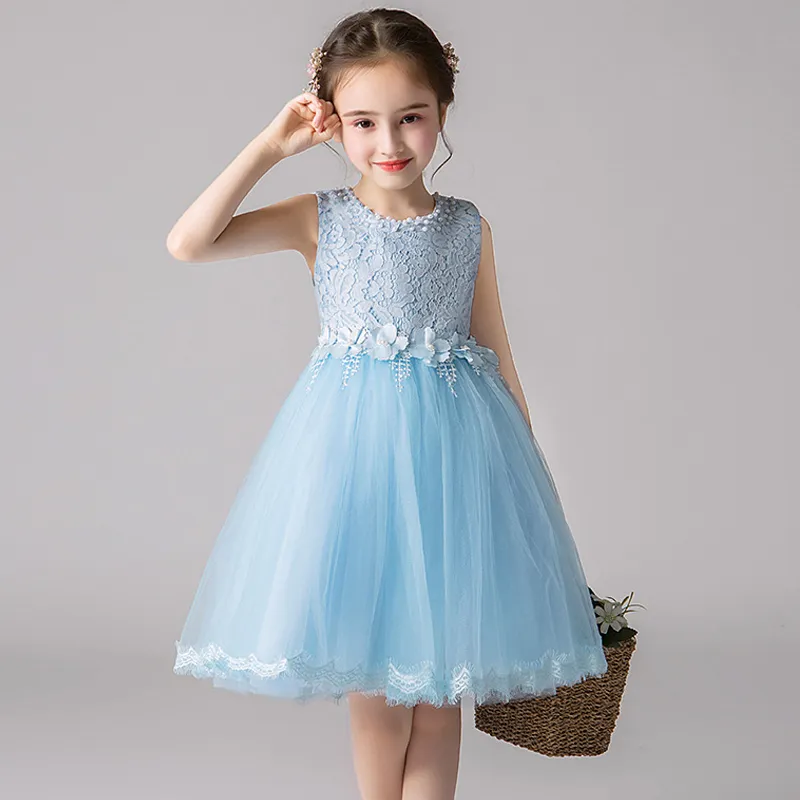 Vestidos Elegantes para niñas de 3 a 12 años, vestido Formal de princesa para  fiesta de cumpleaños, vestido de baile bordado de encaje de flores, vestido  de gasa para niñas - AliExpress