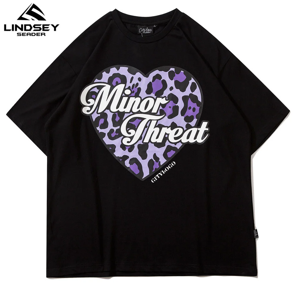 

LINDSEY SEADER 2021 Men's T-shirt Hip Hop Short Sleeve Summer Foaming Printed Heart Tshirts Oversize Harajuku Top Tees Clothing