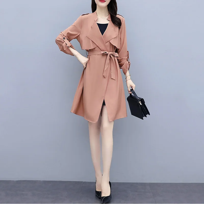 Сезон весна-осень Тренч тонкие женские ветровки размера плюс в Корейском стиле