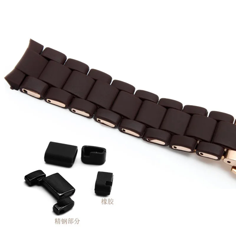 Silicone Stainless Steel Watchband for AR5905 AR5920 AR5890 AR5891 AR5889 Watch Strap 20mm 23mm Black Brown Men Women Bracelet
