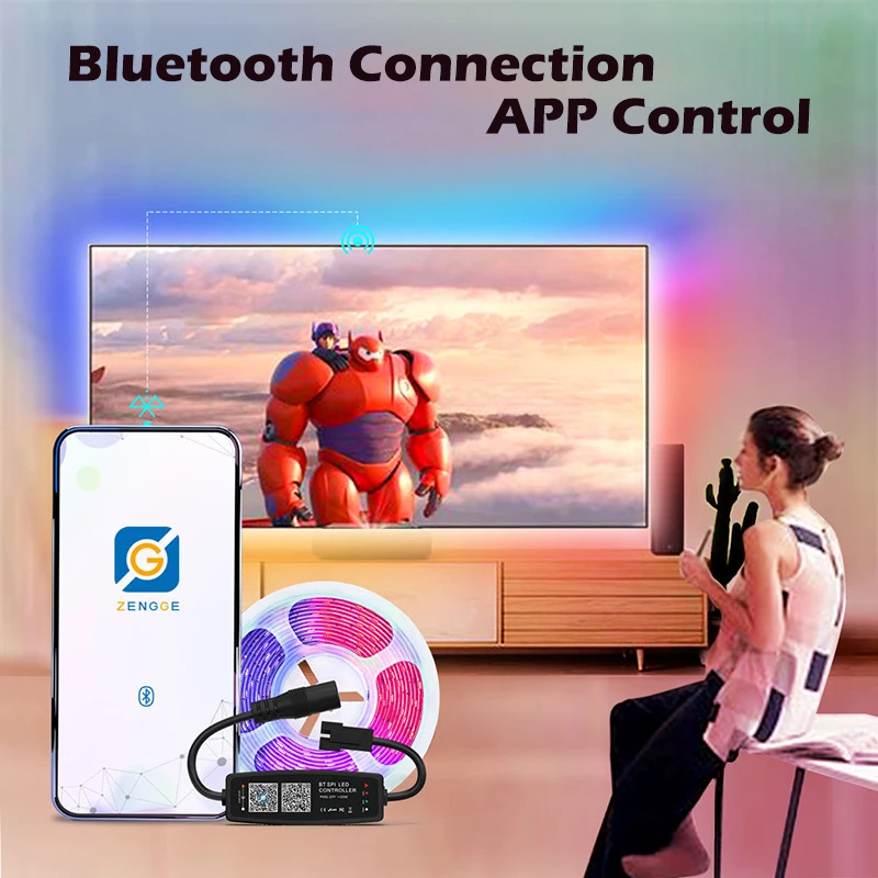 DC12-24V LED 스트립 라이트 컨트롤러, 블루투스 음악, 픽셀 LED 스트립 라이트 앱 리모컨, SK6812, WS2811, WS2812B