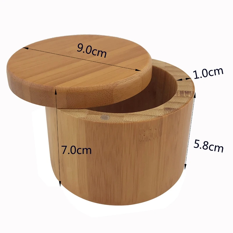 NEW-2Pcs коробки для хранения Коробка для соли деревянная бамбуковая коробка для хранения с магнитным поворотным контейнер для кухонные контейнеры для хранения для