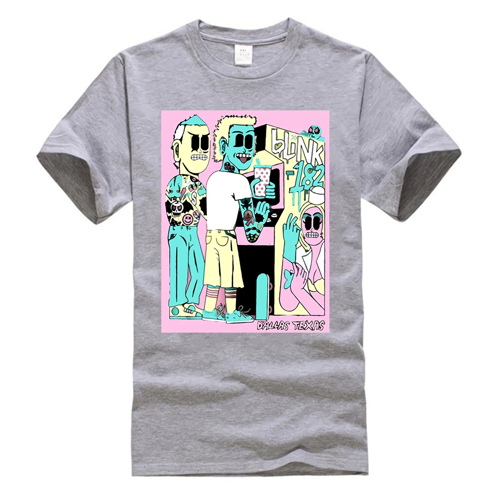 Серый Blink 182 Tour Dallas Texas 2 августа Футболка стильная круглая футболка - Цвет: Серый