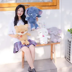 Elefante dos desenhos animados urso longo eared coelho pelúcia animal de cruzamento boneca brinquedo do bebê travesseiro tecido confortável macio lavável presente