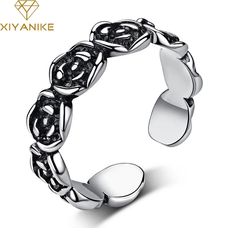 XIYANIKE 925 Sterling New Korean Style Vintage Cute Flower Ring For Women Couple Party Creative Trendy Finger Jewelry Adjustable | Украшения