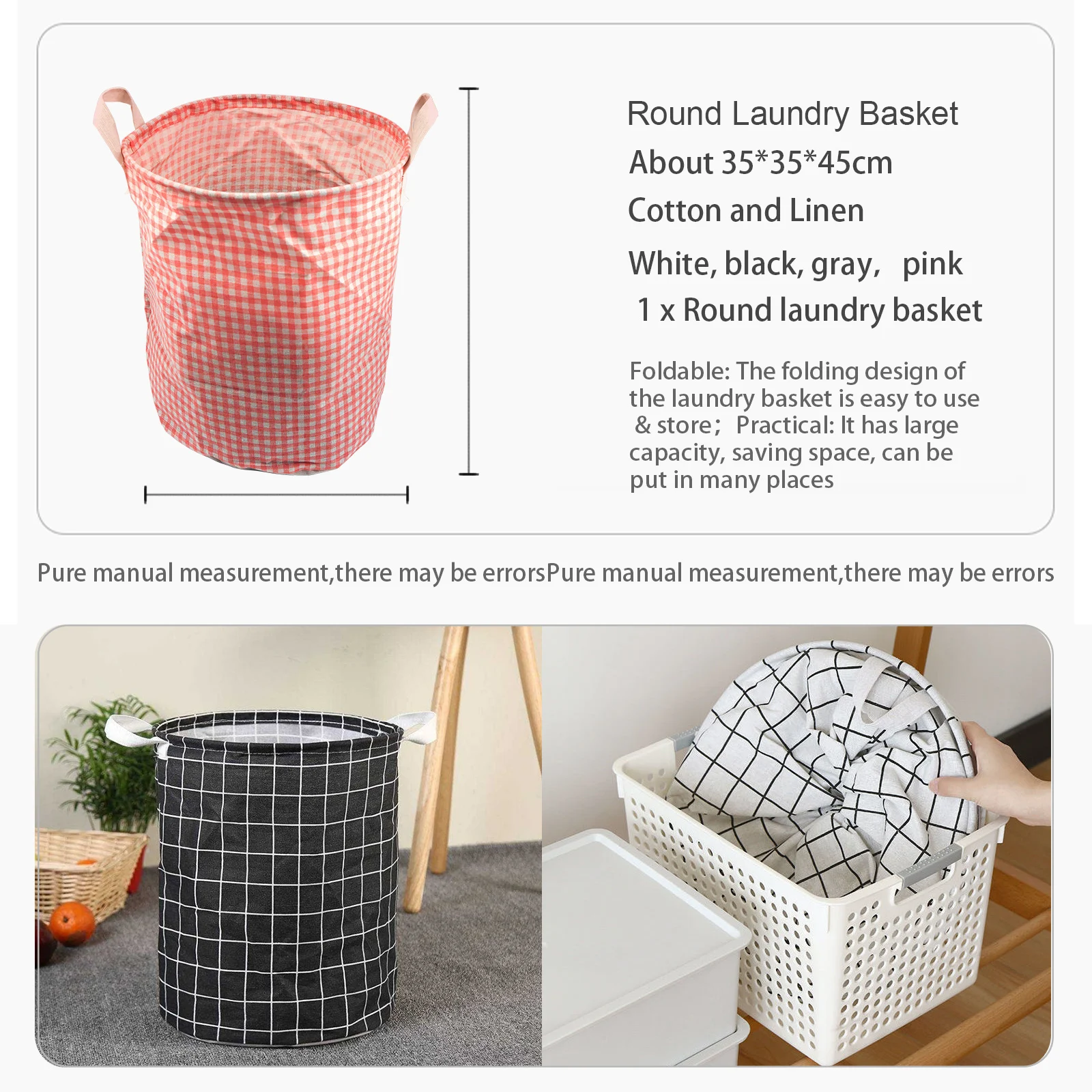 40*50cm Folding Laundry Basket Round Storage Bin Bag Large Hamper  Collapsible Clothes Toy Basket Bucket Organizer Large Capacity - Storage  Baskets - AliExpress