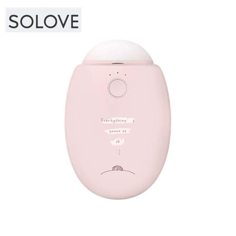 Pink SOLOVE N2-S, 3 в 1, зимний нагреватель, зарядка от USB, грелка для рук, 2960 мА/ч, внешний аккумулятор для кемпинга, фонарик - Цвет: Pink