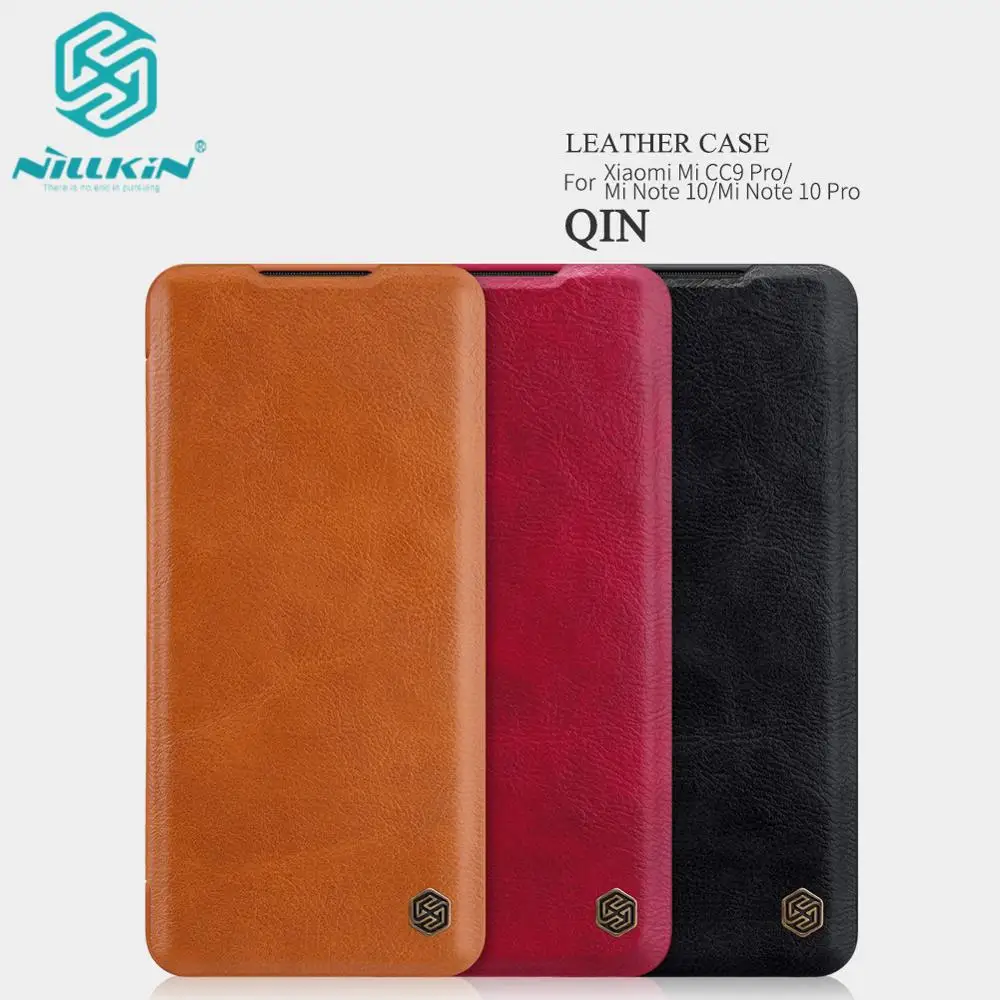 10 шт./лот, кожаный чехол-книжка NILLKIN Qin для Xiaomi mi CC9 Pro/mi Note 10/mi Note 10 Pro, кожаный чехол-книжка из натуральной кожи
