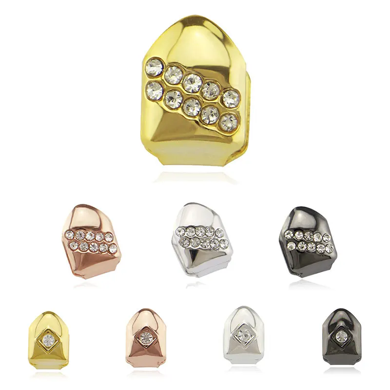 

2020 NEW Single Gold Teeth Grills Hip Hop Tooth Jewelry Body гѬилз Men Women High Quality Crystal Dental Mouth Punk Teeth Caps