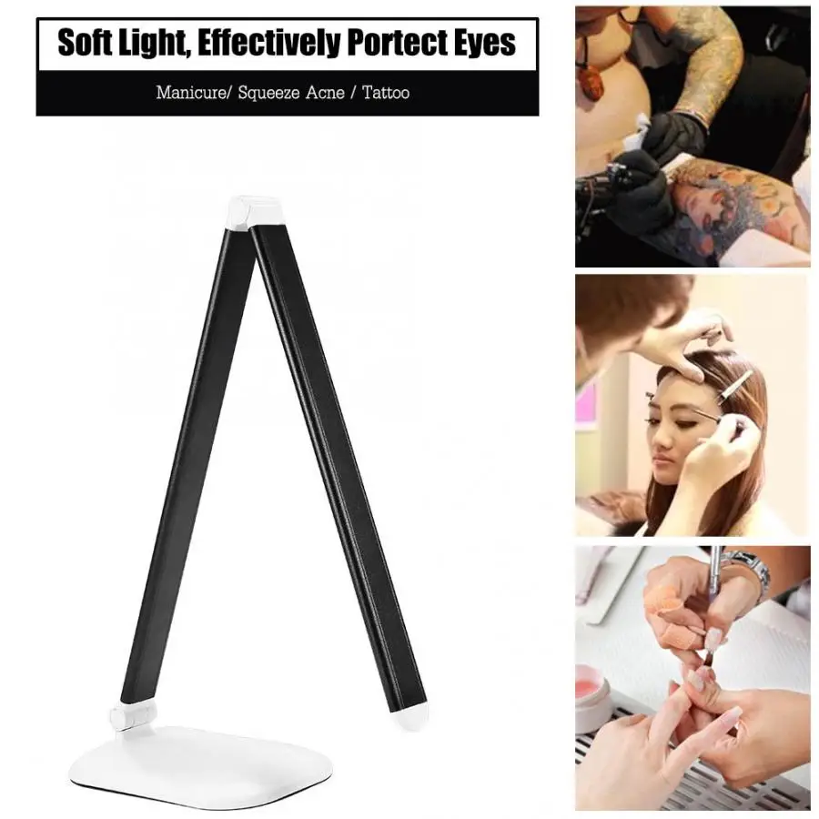 

Foldable LED Table Lamp Eyebrow Tattoo Nail Art Makeup Lamp 3-levels Dimmer Eye-Caring Desk Lamp Beauty Salon Tattoo Lamp Lights