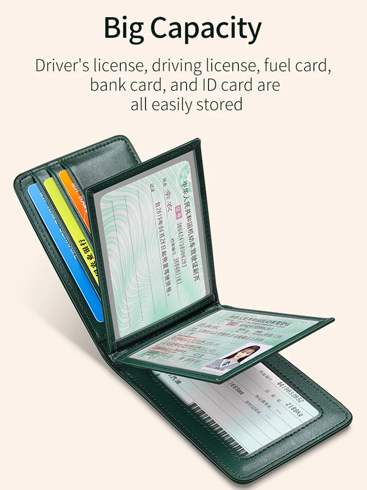 Wallet Card Holder Card Holder Card Wallet ID Card Case ID Card Holder Document Card Wallet Wallet Card Bag Bring Driver's License Holder Genuine Leather Cover for Car Driving License ID Card Holder Folder Wallet for Men Women Purse