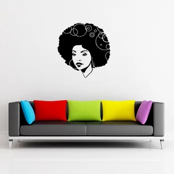 

Beautiful african woman with curly hair sexy vinyl wall sticker beauty salon hair salon home bedroom art decoration mural 2FZ64