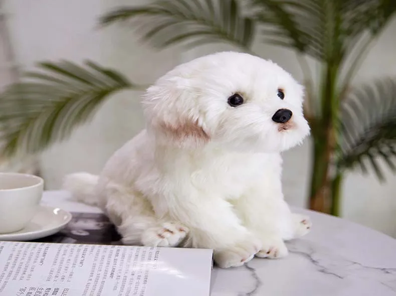 1 шт. белый Мальтийский щенок плюшевая игрушка милая чучела собака моделирование домашних животных Kawaii пушистая кукла подарок на день рождения для детей фото реквизит