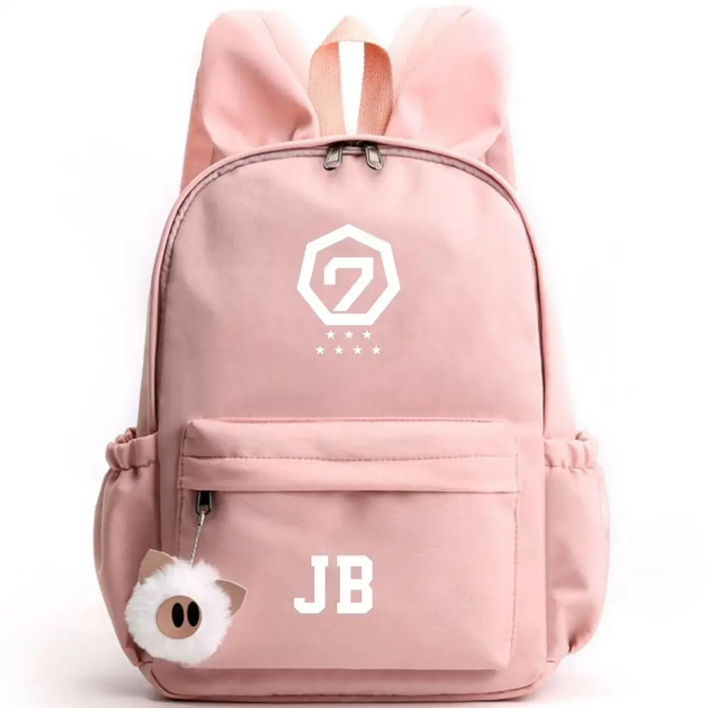 GOT7 GOT 7 Jinyong Jackson Рюкзак Школьные сумки черный розовый синий Mochila дорожные сумки ноутбук брелок для рюкзака с ушками - Цвет: Style 1
