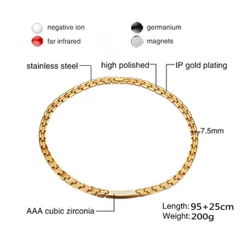 

RUIYI necklace steel ip plated man 10mm wide 2 color Magnet stone steel gold color 95+25cm big chain for punk style