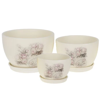 

Flower pots with pallets, set of 3 pcs Rose bush, 3900/2300 / 1100ml.