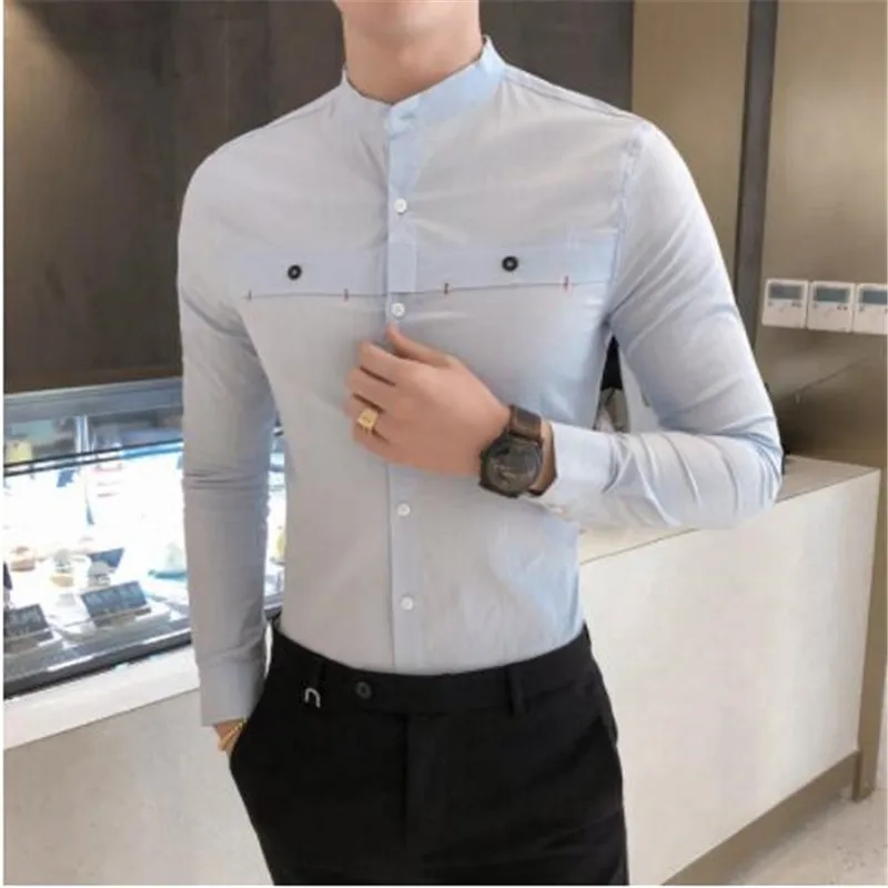 Сплошного цвета с кнопками украшения рубашки рубашка Camisa Hombre одежда мужские вечерние Клубные свадебные рубашки мужские Chemise Homme Camisa Masculina мужские
