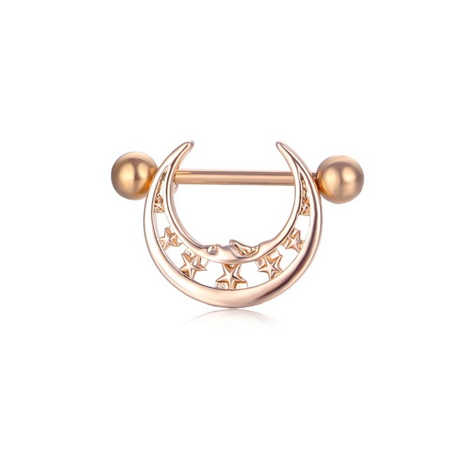 14G Nipple Piercing Ring Jewelry Flower Nipple Crystal Ring Star Rosegold Piercing Ring Monn Pircing Horns Zircon Nipple