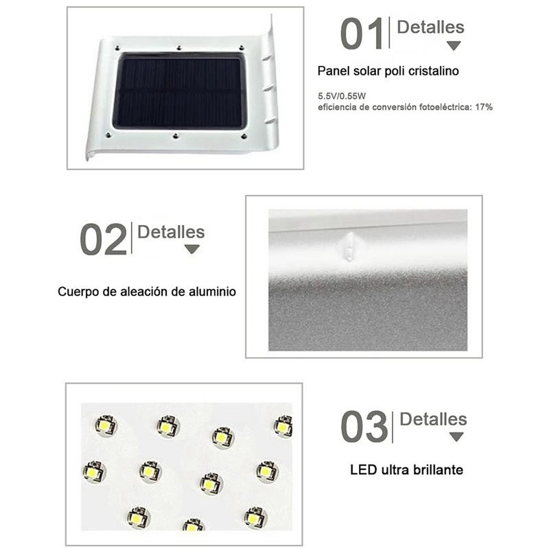 ABSS-2Pcs 16Led солнечный настенный светильник инфракрасный датчик движения садовый светильник