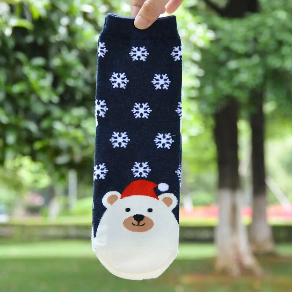 Синий New Design fashion Christmas Santa Socks Women Cotton Short Winter Socks Cartoon Cute Animal Print Socks New Year Gifts носки#50 - Цвет: Синий
