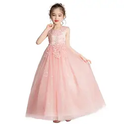 Высококачественное платье с цветочным узором для девочек длинные вечерние платья принцессы для девочек на свадьбу платье для первого