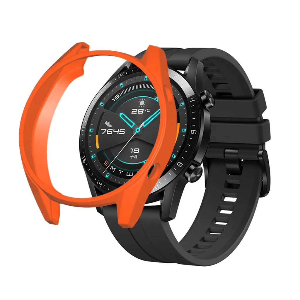 45# мягкий тонкий ТПУ защитный чехол для huawei Watch GT2 46 мм бампер для часов FrameCase TPU бампер для часов GT 2 Рамка аксессуары - Цвет: Orange