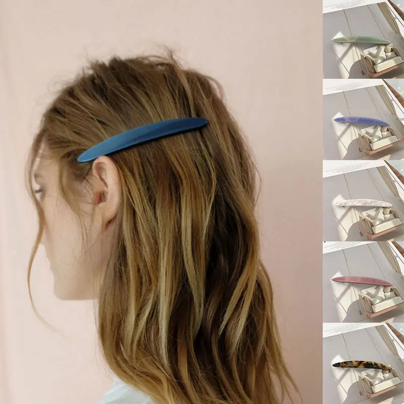 

Retro Automatic Spring Hair Ornament Clip Girl Willow Leaf Spring Clip Simple Acetic Acid PonPytail Clip Top Clip Ponytail Clip