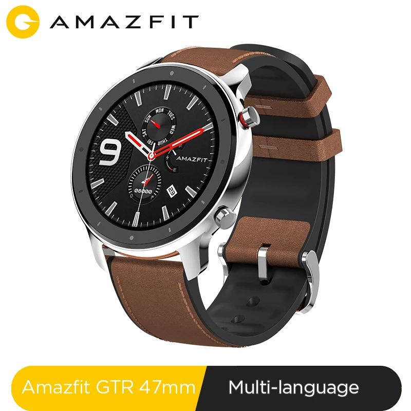 Глобальная версия Amazfit GTR 47 мм Смарт-часы 5ATM водонепроницаемые умные часы 24 дня батарея gps управление музыкой кожаный силиконовый ремешок