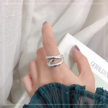 

S925 pure silver simple fashion opening design Japanese and Korean style ins multifunctional cool style free shipping gift