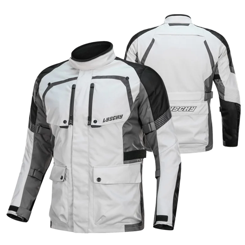 M-5XL LYSCHY, мотоциклетная куртка+ штаны, костюм, мотоциклетная куртка, водонепроницаемая, 3 в 1, мотоциклетная куртка, костюм, брюки с CE протектором - Цвет: 502-Gray jacket