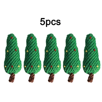 

5 Pcs Christmas Tree Cotton Rope Dog Molar Toys Cute Carton Doll Soft Durable