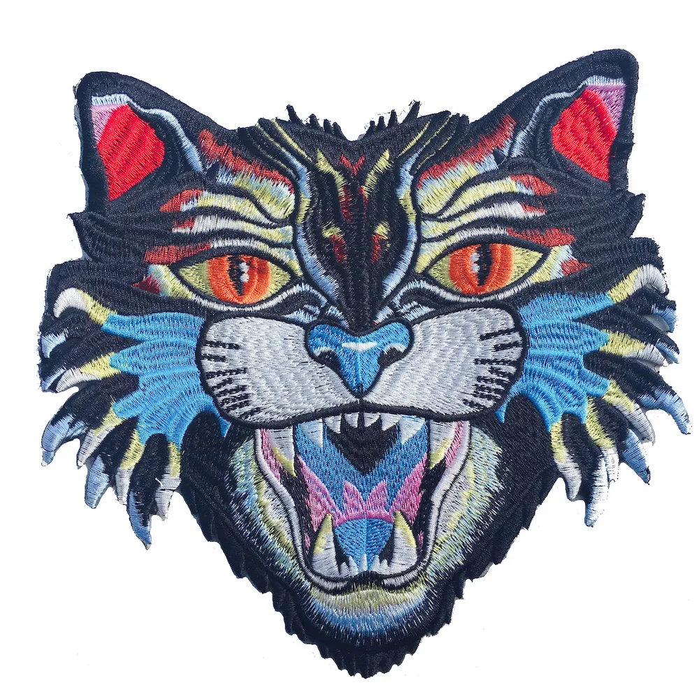 

1Piece Blue Big Cat Wholesale Sew on Embroidered Cloth Clothes Patch For Clothing Girls Boys DIY Fashion T-shirt Badge