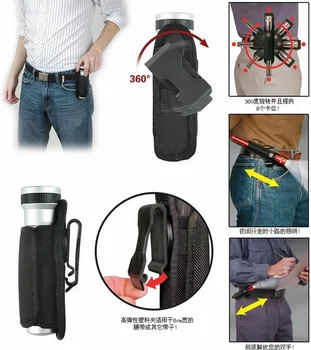 

Tactical Flashlight Pouch Molle Clip 360 Degrees Rotatable Torch Case Belt Military Accessories Outdoor Hunting Light Holster