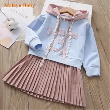 Children's dress autumn Europe United States new girls pattern pocket long-sleeved dress 2-6 years baby clothes kids dress