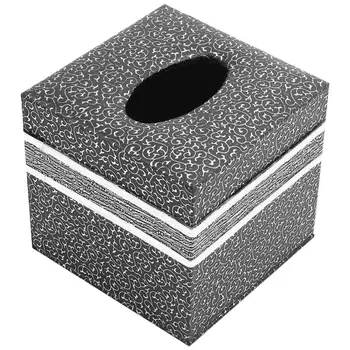 

Square Leather Home Room Car Hotel Tissue Box Cover Paper Napkin Holder Case Silver clouds
