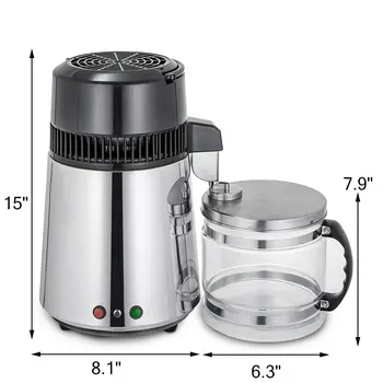 

1L / h Water Distiller Professional Inox Purifier with Glass Jar