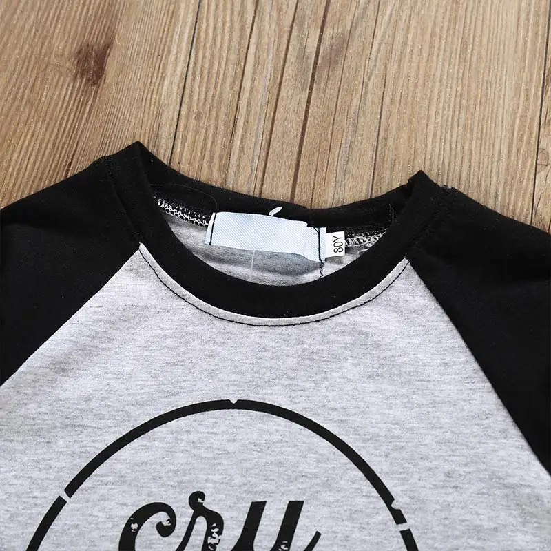 Baby Boy Autumn Casual Letter Print Long Sleeve Pullover Simple Round Collar Romper New Arrival