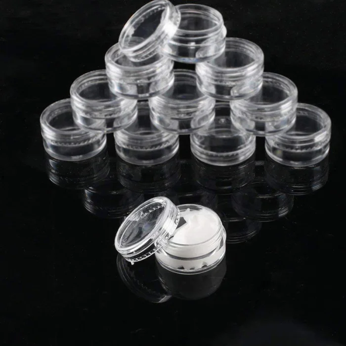 100 Pcs 5ml Clear Plastic Pot Jars Cosmetic Containers Sample Container Mini Bottle OA66