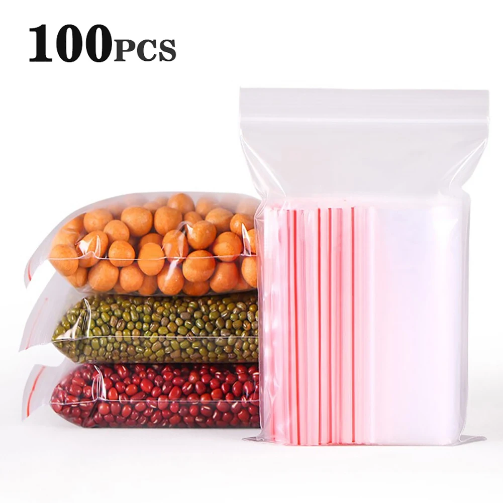 

17 Sizes Clear Plastic Seal Zip Lock Resealable Clear Bags Closure pockets Poly Reclosable Candy Bags For Snacks Storages 100Pcs