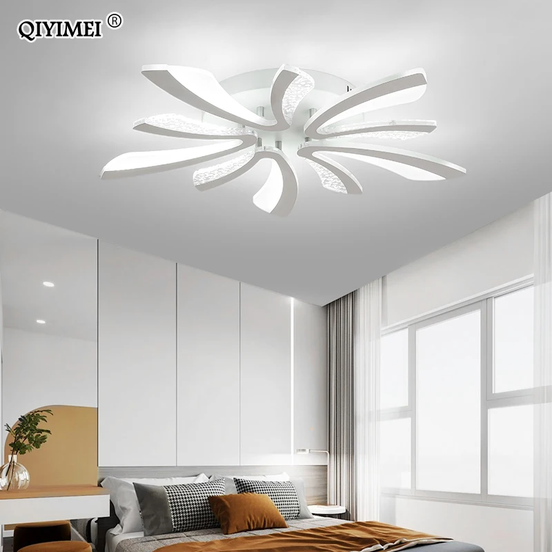 LED Ceiling Chandelier Modern Lights For Living Room Bedroom Dining Study Room White Black Body AC90-260V