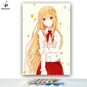 

DIY colorings pictures by numbers with colors Japanese girl anime illustration picture drawing painting by numbers framed Home