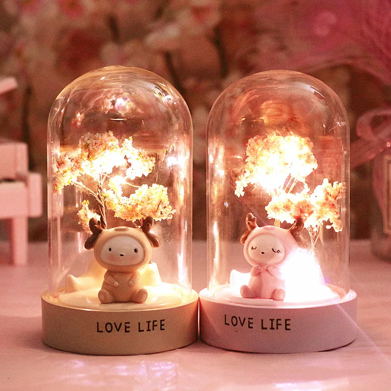 Светодиодный Ночной светильник в виде вишни и оленя светодиодный ночной