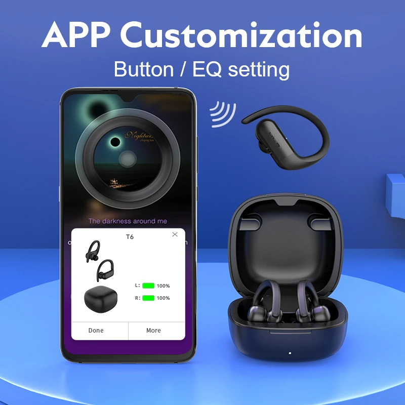 QCY T6 Wirless Sport Bluetooth 5.0 Earphones Smart touch and APP Customization IPX5 Waterproof Headphones