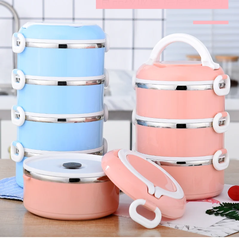 2-4 все слои герметичные Bento Box детская большая, из нержавеющей стали контейнер для еды портативный для пикника мультфильм японский контейнер для завтрака термос