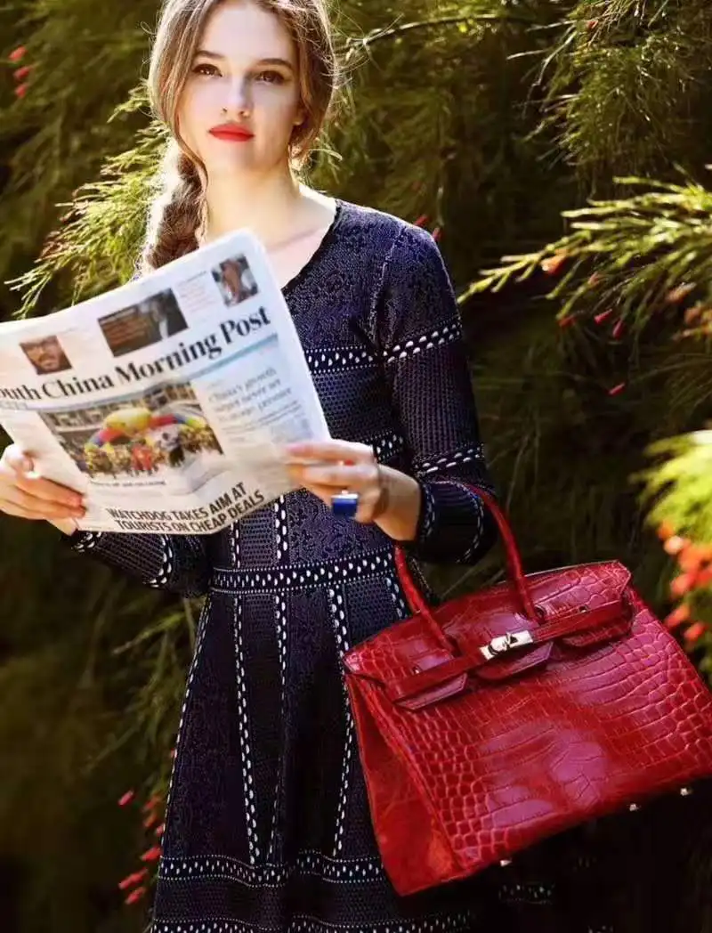 Высокое качество синий красный свитер платье осень зима вязаное платье для женщин узор в горошек 3/4 рукав Повседневное платье пуловер